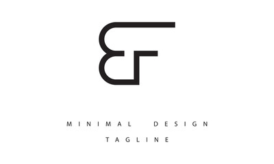 BF or FB Minimal Logo Design Vector Art Illustration