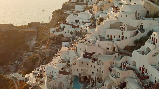 Famous Sunset at Oia of Santorini. One of the most beautiful travel destinations