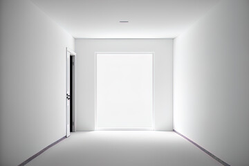 Blank white interior room background. empty white walls. Generative AI