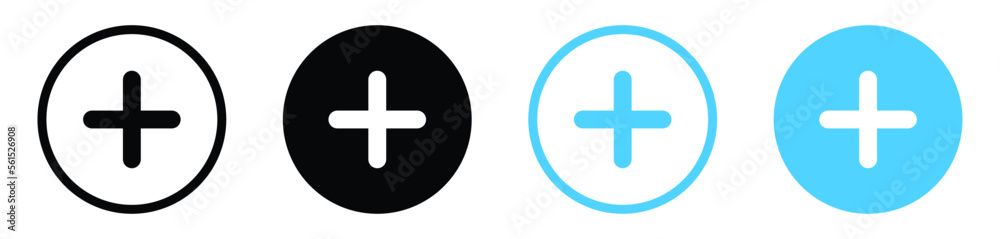 Aufkleber Add new icon with plus sign symbol, vector more details, addition icons. create save add to favorites icon button