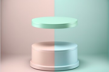 Vector round podium, pedestal or platform, background for cosmetic product presentation. Generative AI