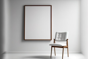 chair and a canvas with a white blank frame. Generative AI