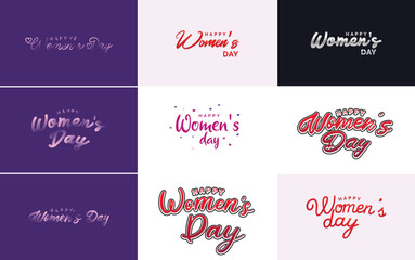 Abstract Happy Women's Day logo with love vector logo design in shades of blue and green