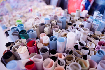 Background of assorted colored wrapping paper set