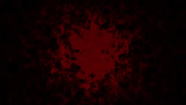 abstract bloodstain appears on a black cloth 4k background. Render 3d murder crime. Motion graphics