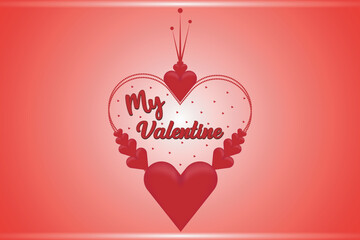 my valentine heart vector background design, February 14.Valentines day card, banner. Global love day 