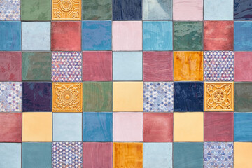 Beautiful colored mosaic tiles in oriental style.
