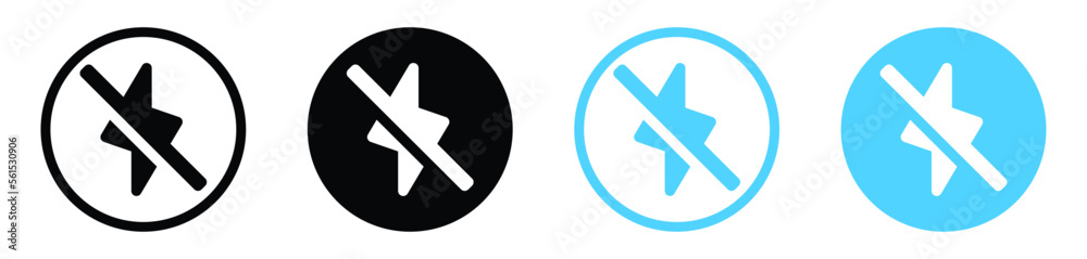 Poster flash light off icon symbol thunder power icon, flash lightning bolt icon with thunder bolt - no ele