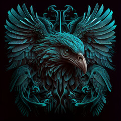 Fototapeta premium Dark Cosmic Horror Green Eagle