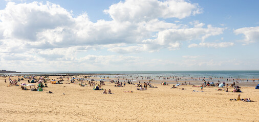 Margate, Kent, united kingdom, august 24 2022  Visitors flock to Margate's beach during the unusual...