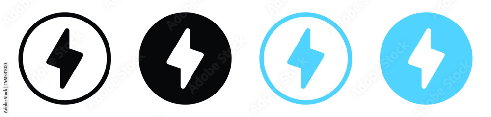 Poster flash thunder power icon, flash lightning bolt icon with thunder bolt - electric power icon symbol -