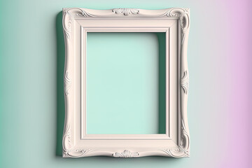 picture frame in white with a pastel background. Generative AI