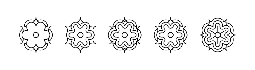 Set simple line style ornate floral mandala's vector illustration