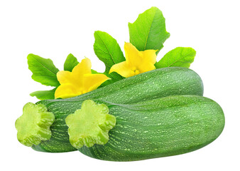 Two zucchini with leaves and flowers cut out