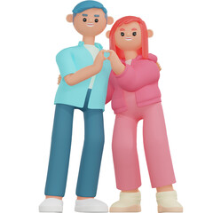 Couple 3D render illustration