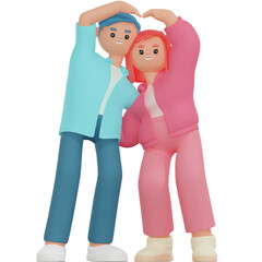 couple heart 3D render illustration