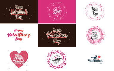 Happy Valentine's Day greeting card template with a romantic theme and a red and pink color scheme