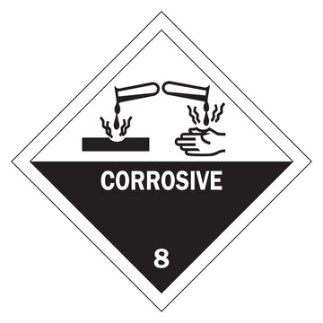 Hazard symbol UN Class 8 Corrosive substance. Vector illustration.