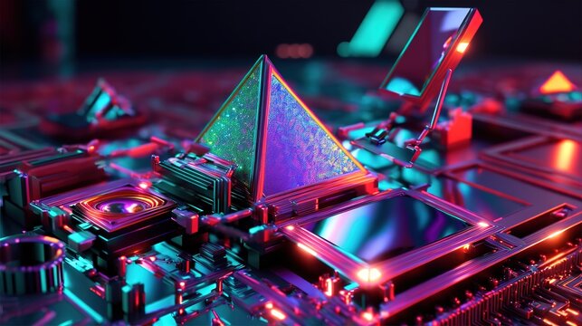 Generative AI super computer quantum from alien technology. Unknown technology for inspiration tech background.