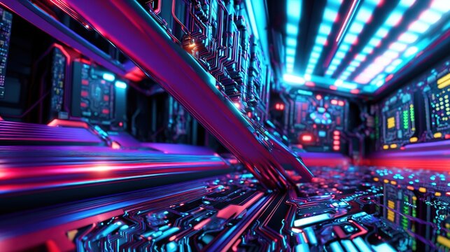 Generative AI super computer quantum from alien technology. Unknown technology for inspiration tech background.