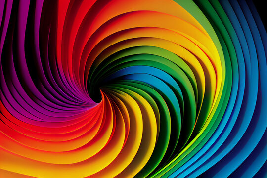 Abstract colorful background. Rainbow spiral. Paper effect. Generated AI image