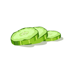Sliced ​​cucumber isolated on white background