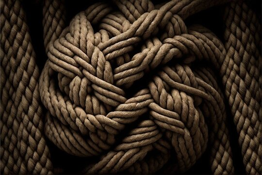  a knot of rope is shown in this image, it looks like it is made of rope and is very thick and thick, and has a knot at the center of the center of the knot.