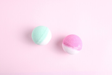 Bath bombs and soap in bathroom, wellness treatment