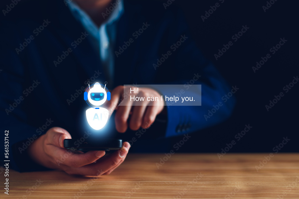 Wall mural chatgpt chat concept ai, artificial intelligence. businessman using technology smart robot ai, enter