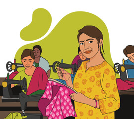 rural women providing tailoring training, women empowerment, self help group