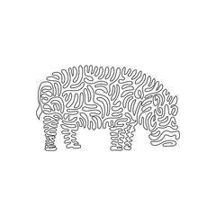 Continuous curve one line drawing of Hippopotamuses have small legs,   curve abstract art. Single line editable stroke vector illustration of powerful animals for logo, wall decor, poster print decor