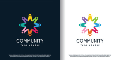 community logo design vector with creative concept premium vector