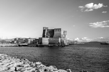 Fototapeta na wymiar Castel dell'Ovo, lietrally, the Egg Castle is a seafront castle in Naples, Italy
