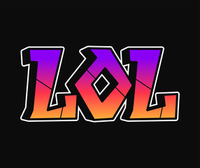 LOL word trippy psychedelic graffiti style letters.Vector hand drawn doodle cartoon logo LOL illustration. Funny cool trippy letters, fashion, graffiti style print for t-shirt, poster concept