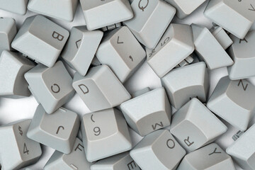 Close-up view of grey computer keyboard keys