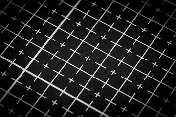 cut matte template close up .grid line Black and white plus shape, selective focus in the middle of...