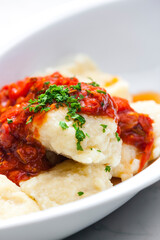 homemade gnocchi with tomato sauce