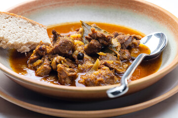 Czech beef goulash served with bread