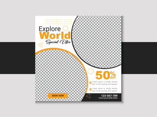 Minimal square banner template Suitable for social media post and web internet ads Vector illustration