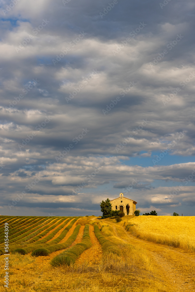 Poster chapel in plateau de valensole, provence, france