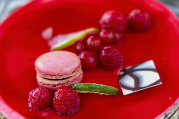 jelly fruit cake with a macaroon