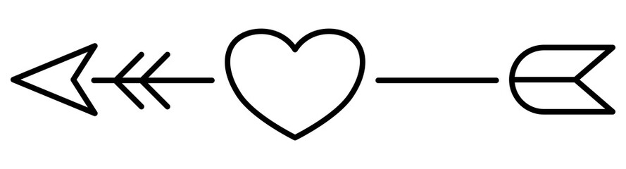 heart arrow doodle line art