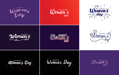 Abstract Happy Women's Day logo with a love vector design in pink. purple. and black colors