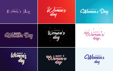 March 8th typographic design set with Happy Women's Day text