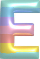 Metallic Balloon alphabet in rainbow tones. Letter E