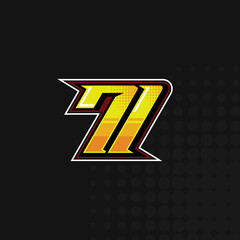 Race Number 71 logo design vector