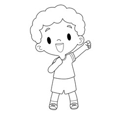 Boy cartoon.coloring book.vector illustration isolated on white background.