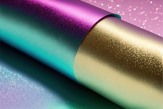  a roll of metallic paper with a pink and blue background and a pink and blue background with a gold foil border and a pink and blue background with a pink border and blue border with.