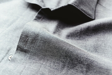 Close up of linen shirt. Soft focus. Close up. Copy space.