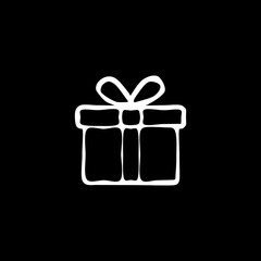 Gift box icon isolated on black  background.